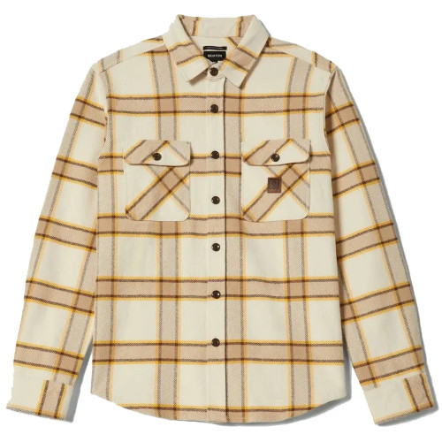 Brixton Bowery Heavyweight LS Button Up Shirt - Whitecap/ Pinecone Brown/Saffron Brixton Bowery Heavyweight LS Button Up Shirt - Whitecap/ Pinecone Brown/Saffron