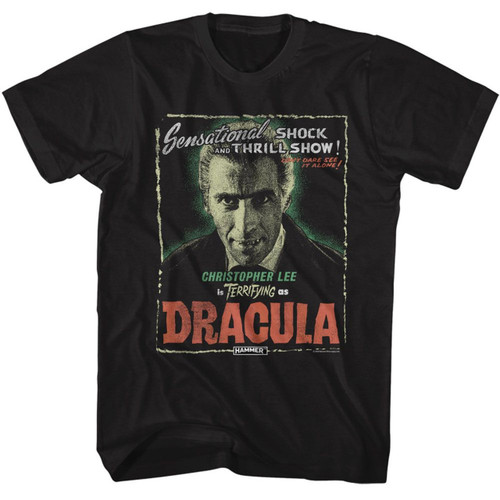 Officially Licensed Hammer Horror Lee As Dracula T-Shirt - Black