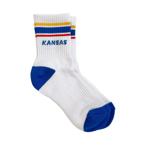 Carly Rae Women's Kansas Socks - White / Blue, Red & Yellow