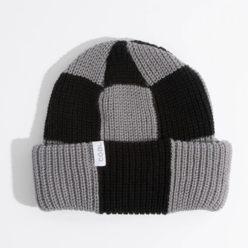 Coal The Frena Baggy Thick Knit Cuff Beanie - Mid Grey Check