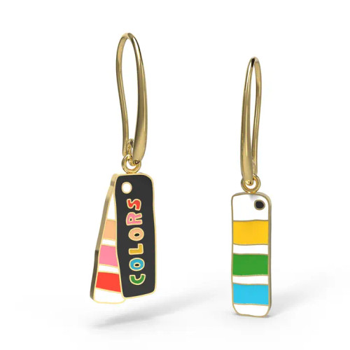 Yellow Owl Workshop Colors Swatch Book Earrings - Artsy Gold Colorful Jewelry