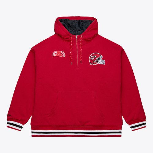 Mitchell & Ness NFL Throw It Back Quilted Fleece Hoodie Vintage Logo Chiefs - Scarlet
