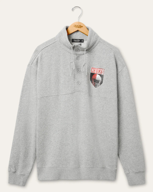Junk Food Clothing Kansas City Chiefs Slant Button Up Fleece - Heather Grey Junk Food Clothing Kansas City Chiefs Slant Button Up Fleece - Heather Grey