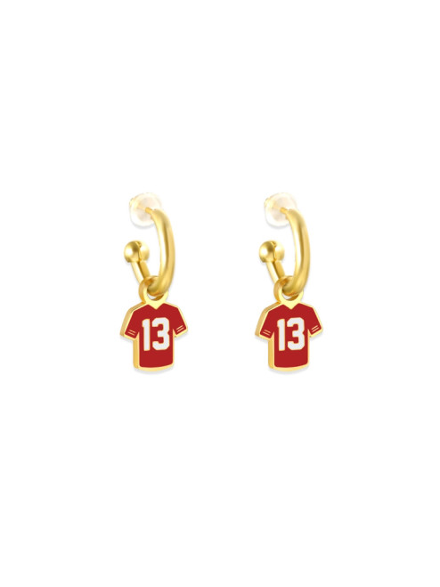 Eb and Co. Kansas City Chiefs #13 Swifty Jersey Huggie Hoop Earring Eb and Co. Kansas City Chiefs #13 Swifty Jersey Huggie Hoop Earring
