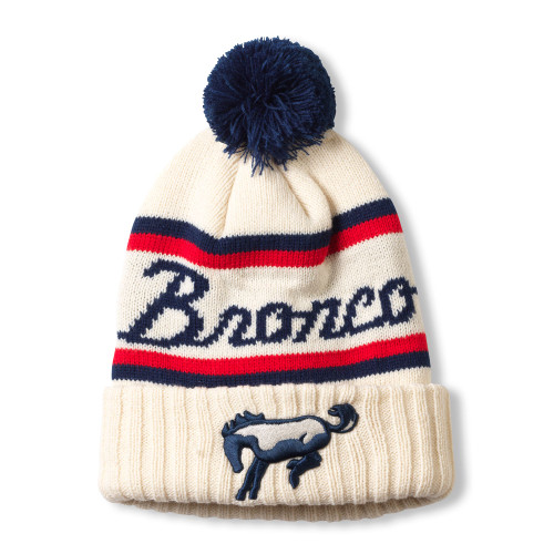American Needle Ford Bronco Pillow Line Pom Pom Beanie - Ivory American Needle Ford Bronco Pillow Line Pom Pom Beanie - Ivory