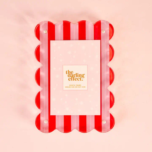 The Darling Effect Rectangle Scalloped Acrylic Frame - Peppermint Stripes The Darling Effect Rectangle Scalloped Acrylic Frame - Peppermint Stripes