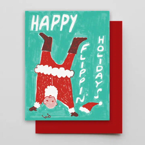 Hammerpress Holiday Greeting Card - Flippin Santa