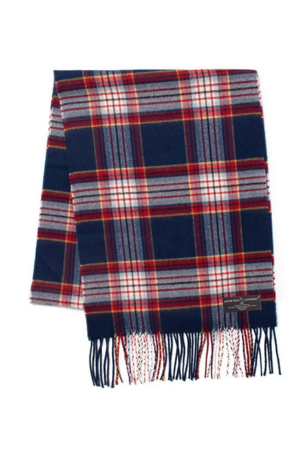 David & Young Cashmere Feel Muffler Scarf - Navy