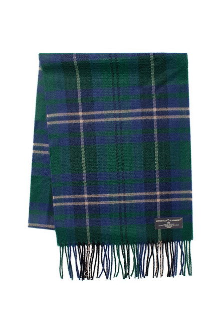 David & Young Cashmere Feel Muffler Scarf - Tartan Green