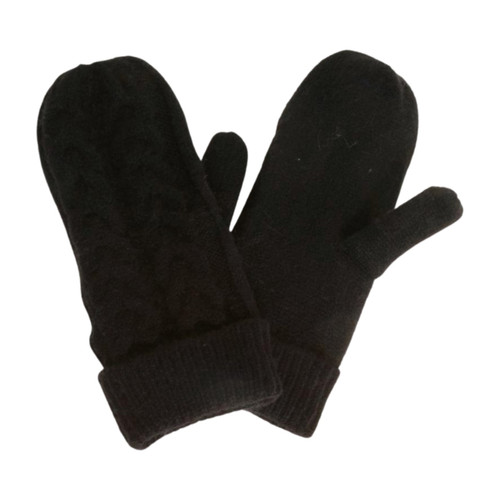 David & Young Lined Cable Knit Mitten - Black