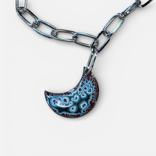 Mattie Jules Studio Fire Burned Glass Pendant Necklace 16" - Saline