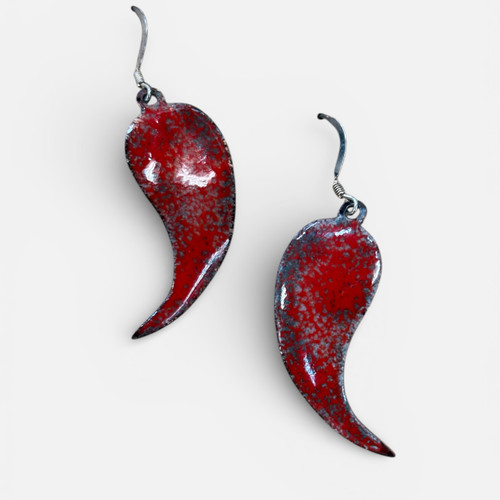 Mattie Jules Studio Fire Burned Glass and Sterling Silver Earrings - Grey Fire