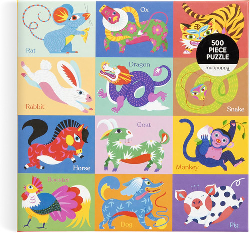 Mudpuppy Chinese Zodiac – 500 Piece Family Jigsaw Puzzle Featuring Colorful Illustrations of The 12 Animals Represented in The Chinese Zodiac