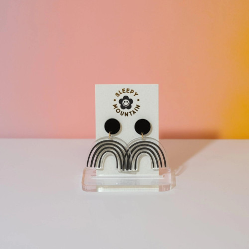 Sleepy Mountain Black Rainbow Earrings