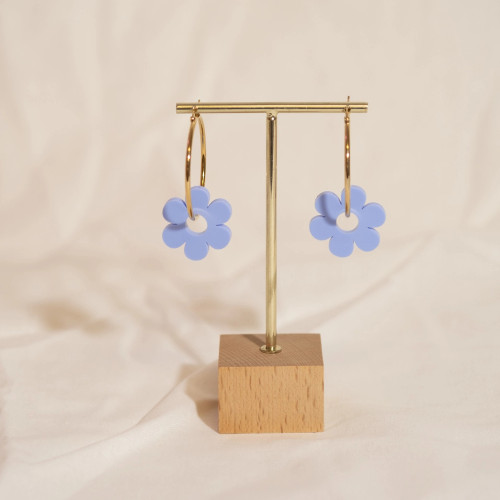 Sleepy Mountain Periwinkle Daisy Hoop Earrings