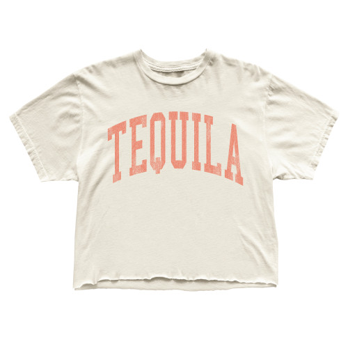 Retro Brand Tequila Crop Tee - Vintage White
