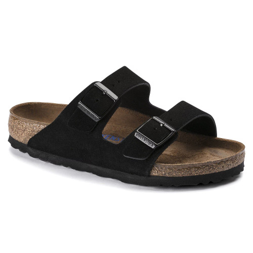 Birkenstock Arizona Suede Leather Soft Footbed Sandal - Black Suede