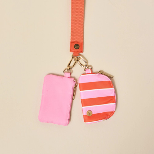 Dynamic Duo Pouch Wristlet–Sicily Stripes Pink