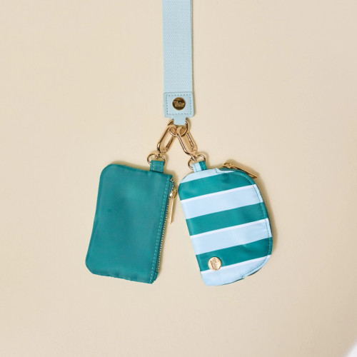 Dynamic Duo Pouch Wristlet–Sicily Stripes Teal