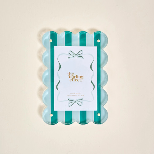 Rectangle Scalloped Picture Frame – Sicily Stripes Teal