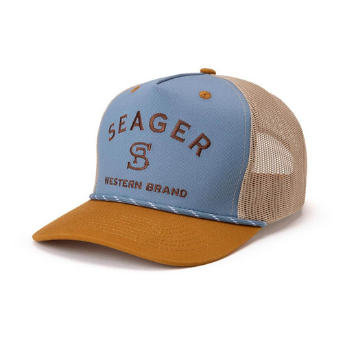 Seager Branded Trucker Snapback Hat - Blue / Tan