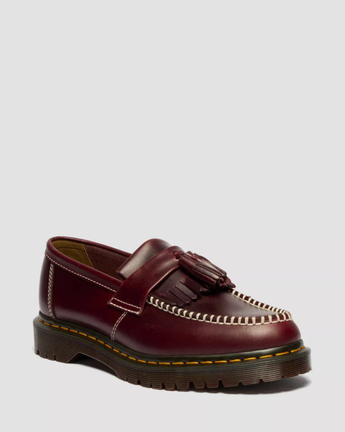Dr Marten's Adrian Orleans Leather Tassel Loafers - Cherry Red