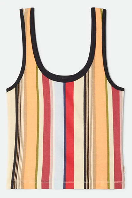 Brixton Mfg. Company Ringer Organic A-Tank - Peach Cobbler Multi Stripe