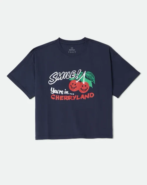 Brixton Women's Cherryland Boxy Cropped Crew - Washed Navy