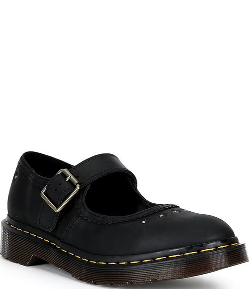 Dr Marten's Mary Jane Flower Shoe - Crazy Horse Black