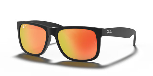 Ray-Ban Justin Sunglasses RB4165 - Rubber Black / Brown Mirror Orange