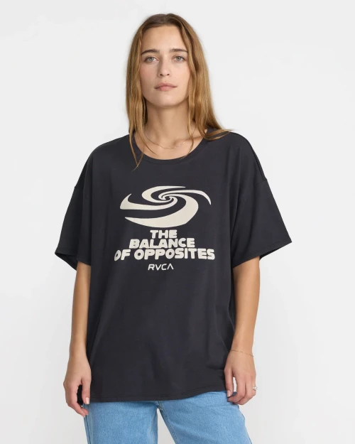 RVCA Women's  Spiral Oversized Tee -Washed Black