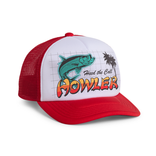 Howler Bros Western Wear Foam Dome Hat - Tarpon Grid Red/White