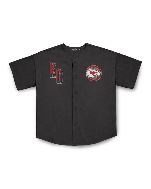 Junk Food Clothing Kansas City Chiefs Baseball Jersey - Vintage Black