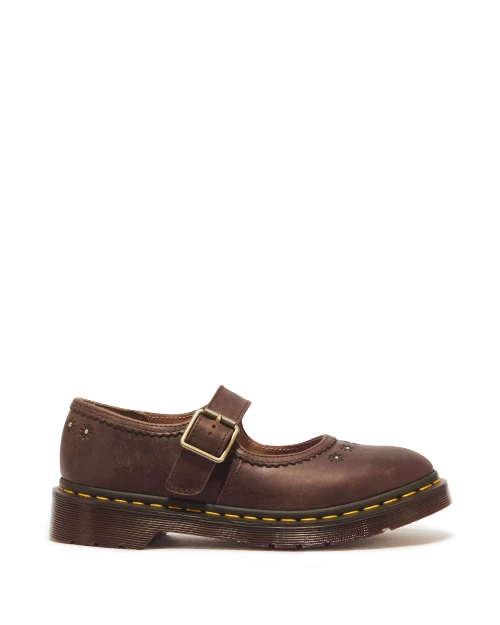 Dr Marten's Mary Jane Flower Shoe - Crazy Horse Brown