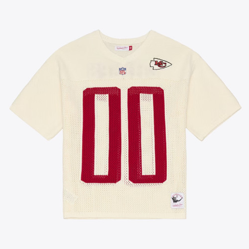 Mitchell & Ness Kansas City Chiefs Cream Retro Roots Short Sleeve Sweater Jersey - Cream