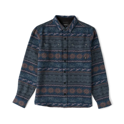 Roark Journey Jacquard LS Flannel - Navy