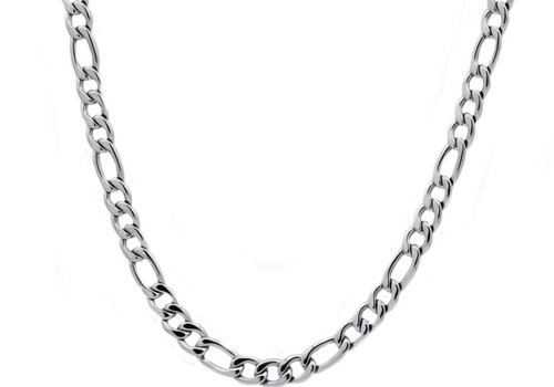 Blackjack Men's Jewelry Men's Stainless Steel Figaro Link Chain Necklace - Silver
