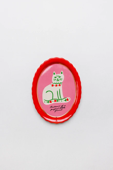 Ban.do Oval Trinket Tray, Cat Portrait