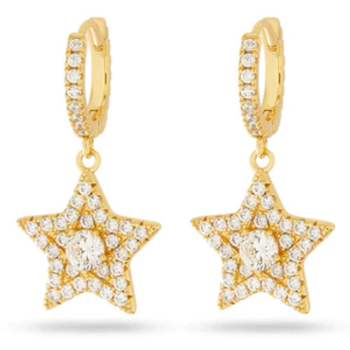 King Ice Hanging Star Earring - Gold