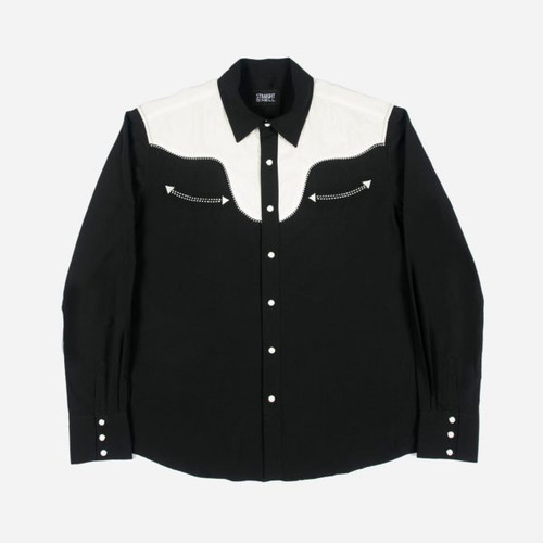 Stay Free Long Sleeve Button Up Shirt - Black/White