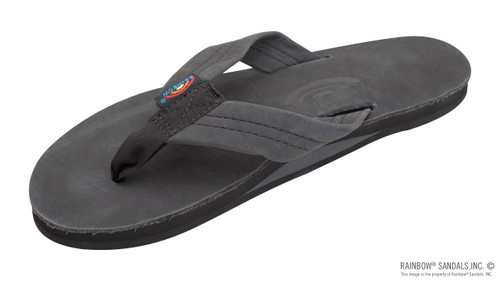 Rainbow Sandals Women's Single Layer Premier Leather with Arch Support 1" Strap Sandal - Black