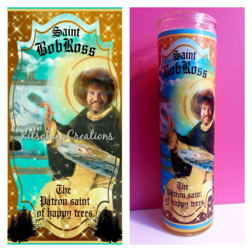 Kitschup Creations Celebrity Prayer Candle St Bob Ross