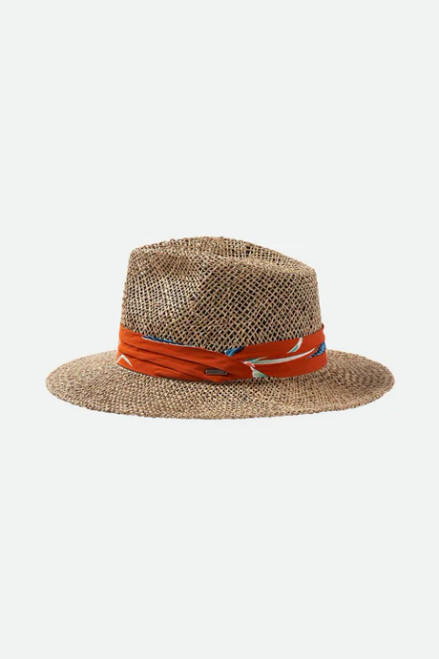 (SALE!!!) Brixton Aloha Straw Hat - Natural/Burnt Red