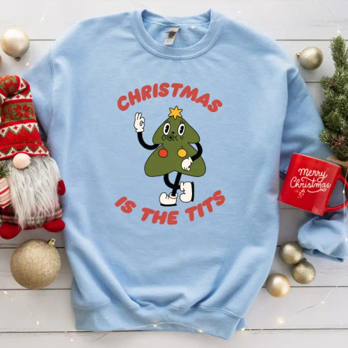 Fun Club Christmas Is the Tits Sweatshirt - Blue