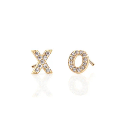 Kris Nations XO Crystal Stud Earrings - 18k Gold Vermeil