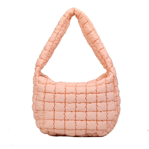 Puff Pleated Bubble Shoulder Bag Large Capacity Handbag - Bubblegum Pink