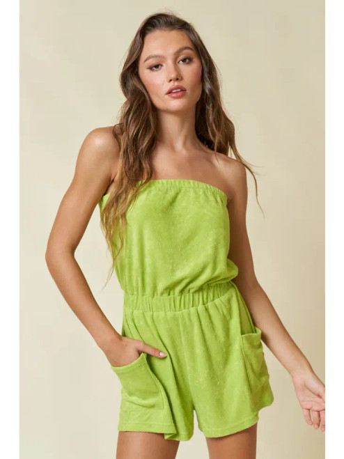 Terry Cloth Tube Romper - Kiwi