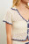 Mustard Seed Crochet Collar Knit Top - Ivory/Navy