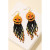 Beaded Fringe Jack O Lantern Halloween Drop Earrings - Orange