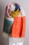 Color Block Blanket Scarf - Green/Orange
